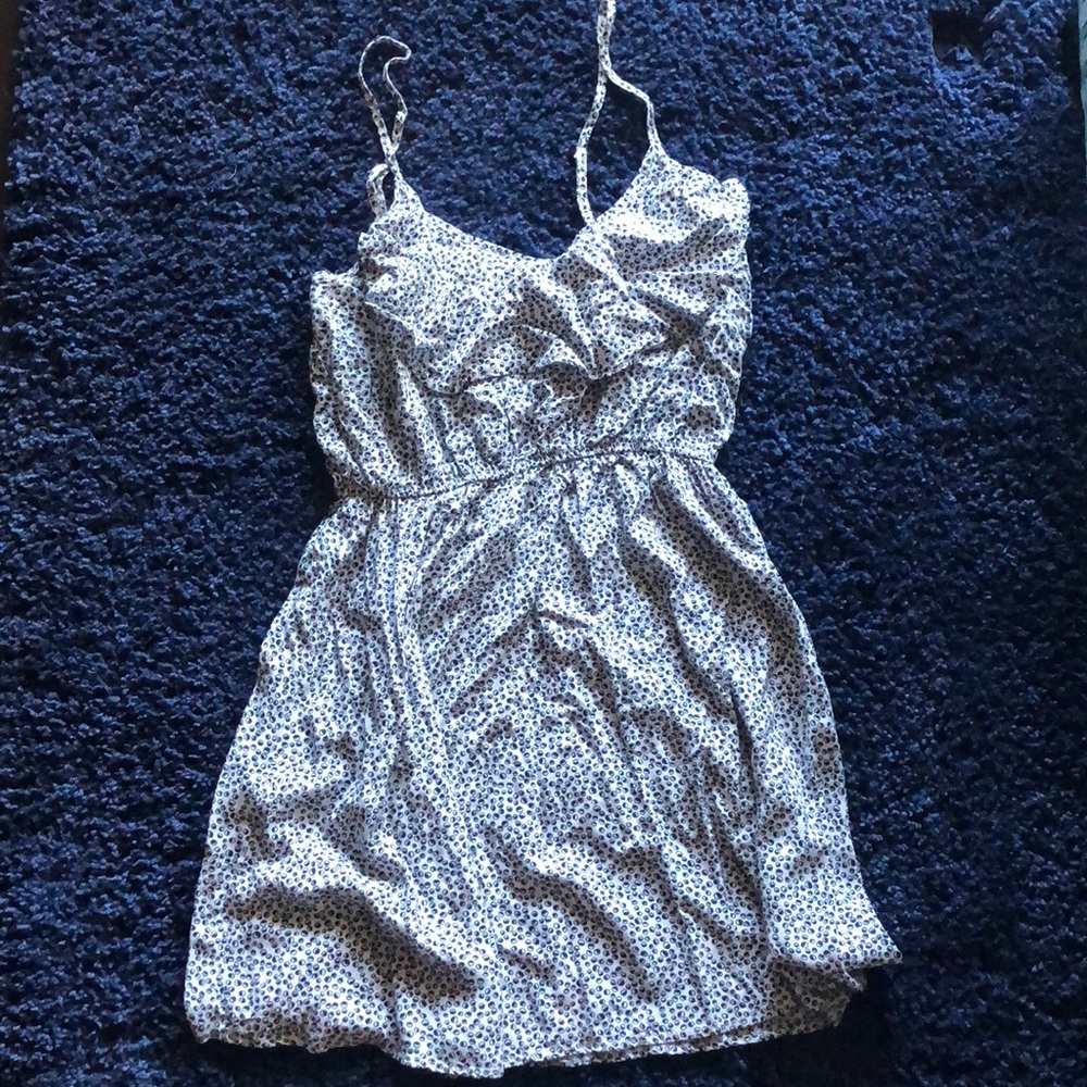 White dress with black spotted pattern